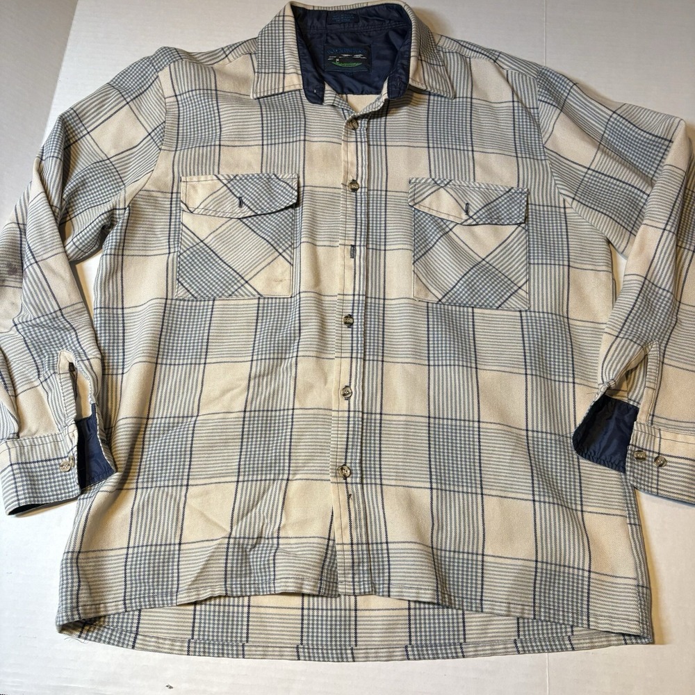 Vtg Backpacker Blue Plaid Button up Shirt Men's Sz L A2406